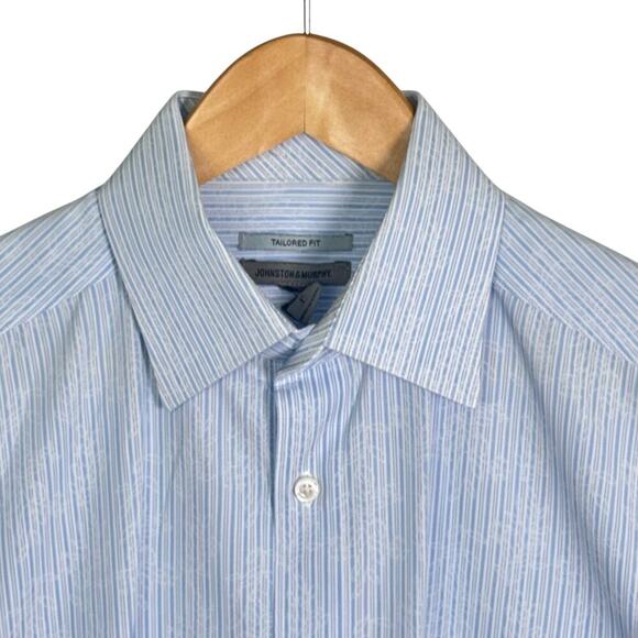 JOHNSON & MURPHY Tailored Fit Long Sleeve Floral Striped Button Down Shirt Sz L - Picture 2 of 13